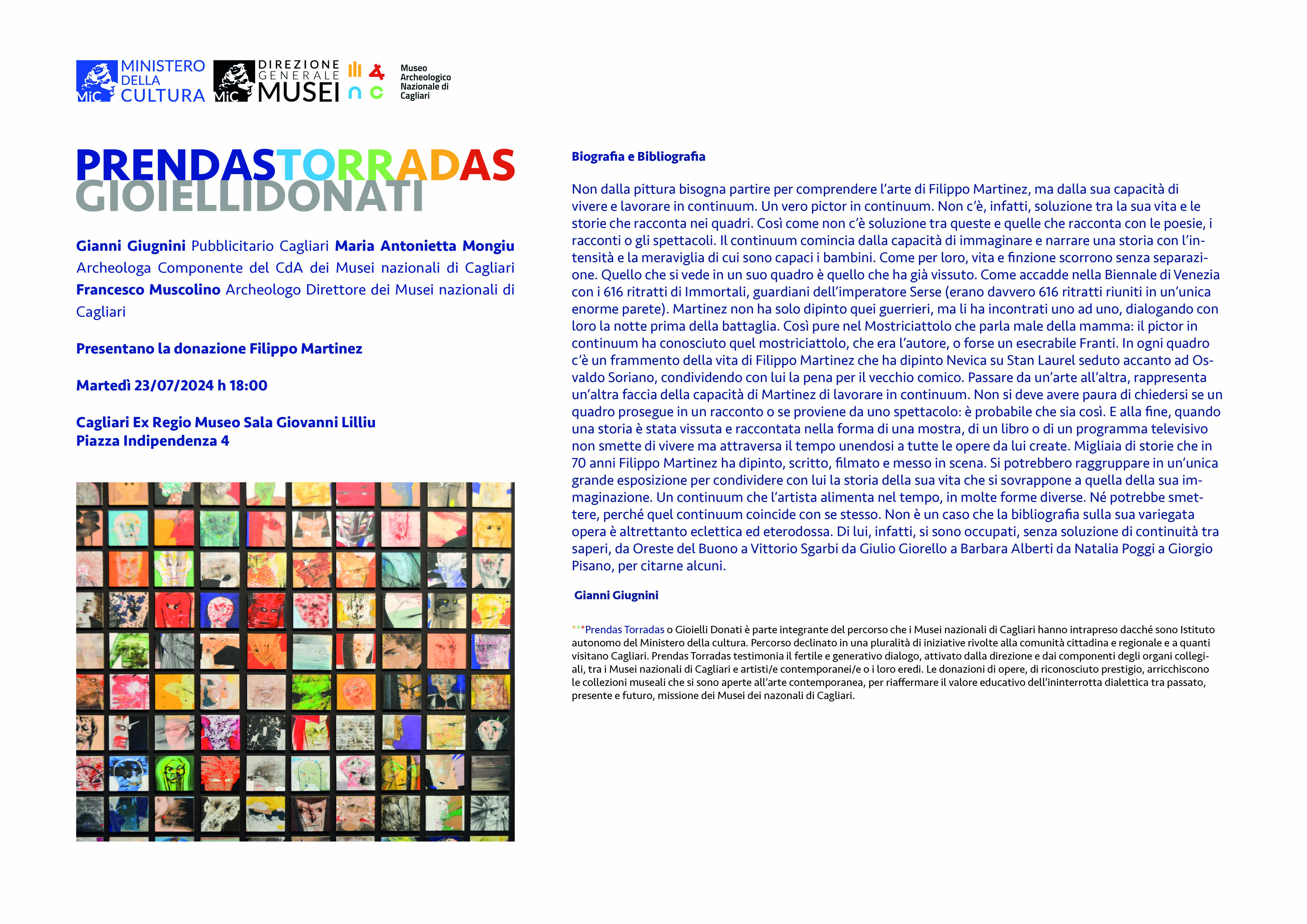 "Prendas Torradas. Gioielli donati" - donazione Filippo Martinez